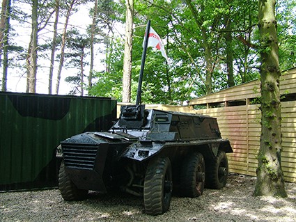 Armoured truck in base camp