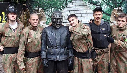 Adult Paintball Players Posing with Terminator