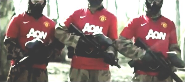 M16s against Manchester United shirts