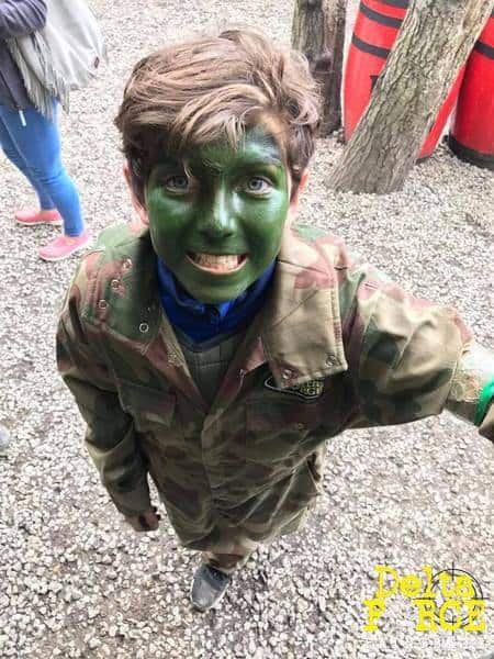 delta force paintball kid in facepaint