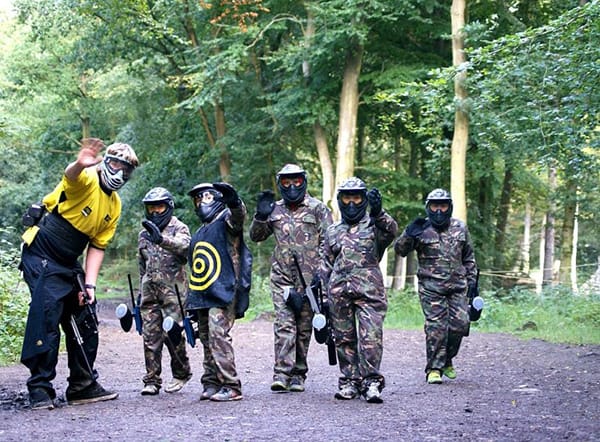 children paintballing with marshall