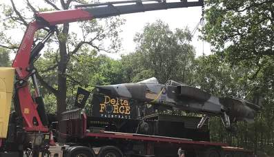 Crane Delivering Jet at Paintball Birmingham